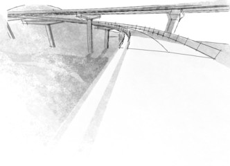 Sketch of the bridge project, in pencil.