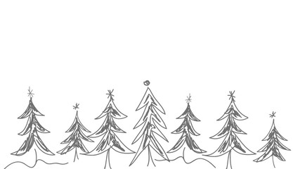 Weihnachtsbaum Grafik gemalt grau