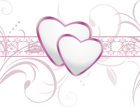 Ornamental background with shining hearts