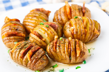 Accordion baked potatoes with bacon
