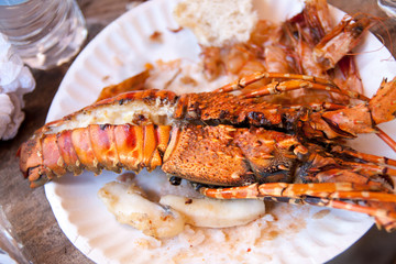 Boiled crawfish served on a plate