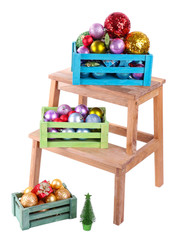 Boxes with Christmas decorations