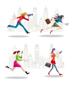 Entrepreneurs Women Running in the City