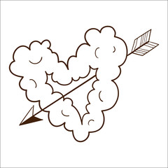 Cloud heart with arrow.