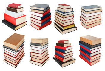 set from different angles stacks of books