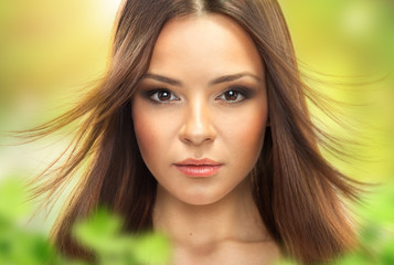 Fototapeta premium Portrait of a young brunette woman.