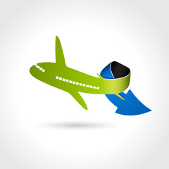 Vector business delivery symbol, transport icon, airplane