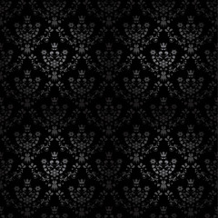 Vector black seamless ornament background - wallpaper, labyrinth