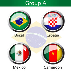 Vector flags, group A - Brazil, Croatia, Mexico, Cameroon