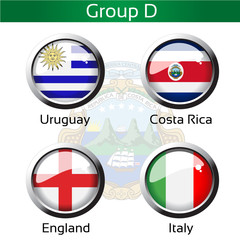 Vector flags, group D - Uruguay, Costa Rica, England, Italy