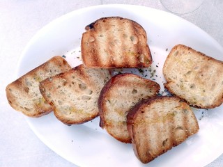 Slices of grilled bread