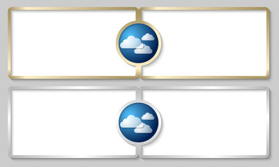 silver and golden text boxes with clouds