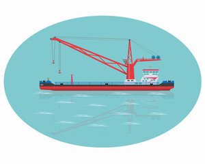 Red floating crane