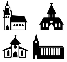 Fototapeta premium Eglises en 4 icônes