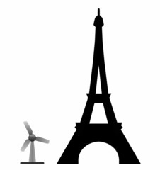 Tour Eiffel et une éolienne