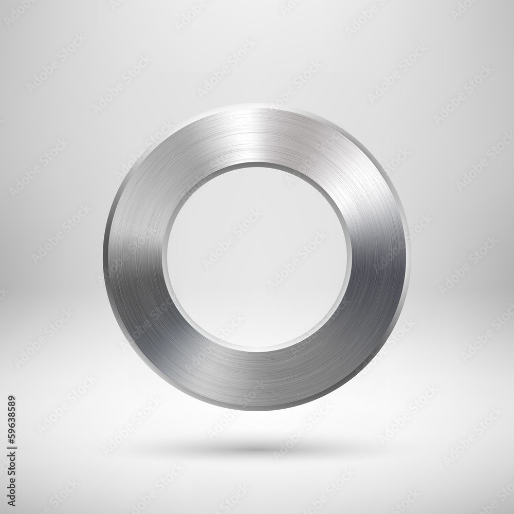 Wall mural abstract circle button with metal texture