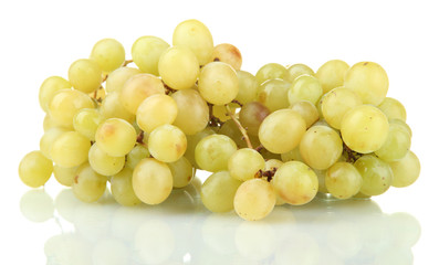 ripe sweet grapes isolated on white.
