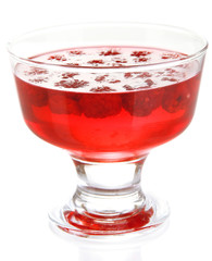 Jelly with fresh berries isolated on white