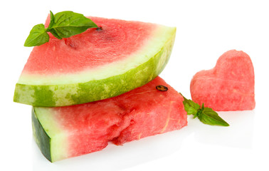 Fresh ripe watermelon isolated on white