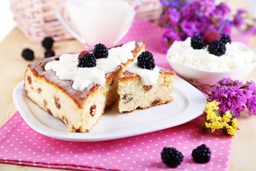 Cheese casserole with raisins