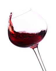 Wineglass with red wine, isolated on white