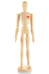Wooden mannequin isolated on white