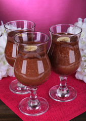 Cocktails with banana and chocolate