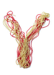 Letter y of red and gold beads