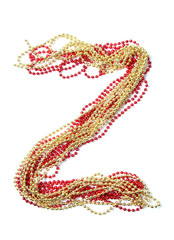 Letter z of red and gold beads