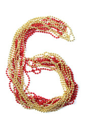 Number six of red and gold beads