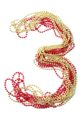 Number three of red and gold beads