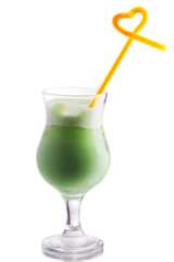 Pistachio-colored milk cocktail