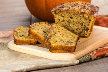 Pumplin walnut bread on cutting board