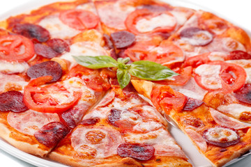 Pizza sliced closeup