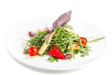 Herbs and vegetables on a plate