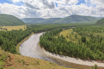 The mountain river Irkut in East Sayan mountains.
