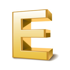 3d golden letter E