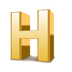 3d golden letter H