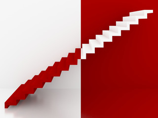 Obraz premium red and white stairs in interior,3d