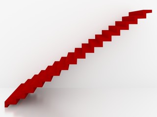 red stairs in white background interior,3d 