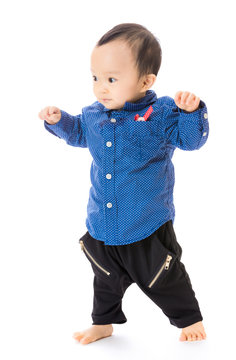 Asian Baby Boy Learn To Walk