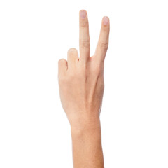 Obraz premium Woman hand in victory sign