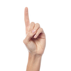 Naklejka premium Woman hand showing one count