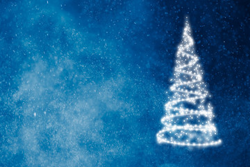 abstract christmas tree on blue shiny background