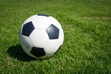 Football on green grass