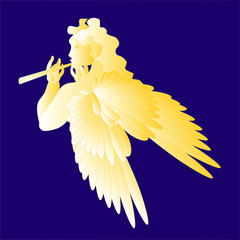 angel playing the flute-vector illustration