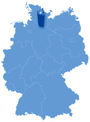 Map of Germany , Hamburg (Freie und Hansestadt Hamburg)