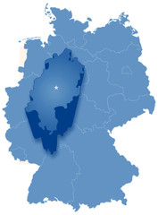 Map of Germany where Hesse (Hessen) is pulled out