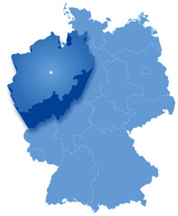 Map of Germany , North Rhine-Westphalia (Nordrhein-Westfalen)