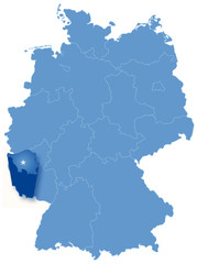 Map of Germany where Saarland is pulled out